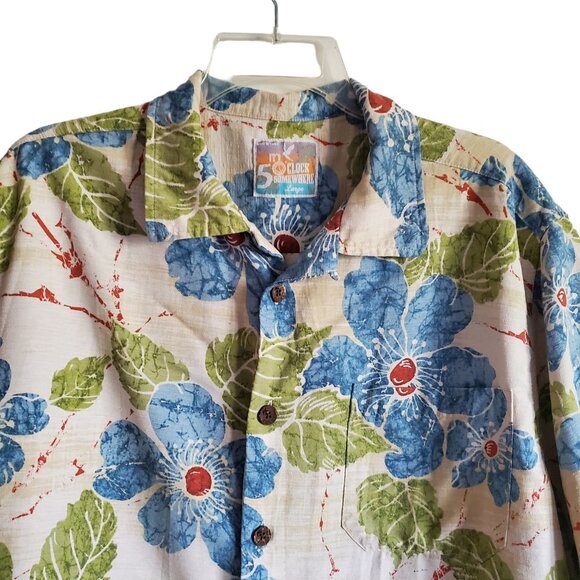 It's 5 O'Clock Somewhere Aloha 100% Silk Button Down Large Shirt Unisex - Picture 3 of 15
